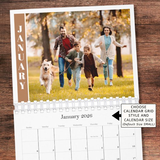 Modern Minimal One Photo Per Month Terracotta Kalender