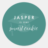 Modern Minimal One Smart Cookie Graduation Party Ronde Sticker (Voorkant)