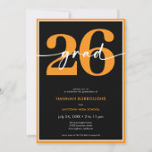 Modern Minimal Orange Script Graduation Party Kaart (Voorkant)