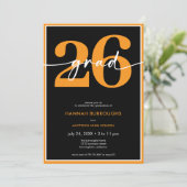 Modern Minimal Orange Script Graduation Party Kaart (Staand voorkant)