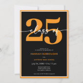 Modern Minimal Oranje Script Graduation Party Kaart (Voorkant)
