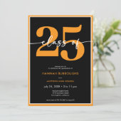 Modern Minimal Oranje Script Graduation Party Kaart (Staand voorkant)