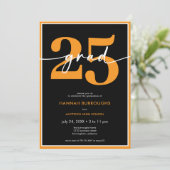 Modern Minimal Oranje Script Graduation Party Kaart (Staand voorkant)