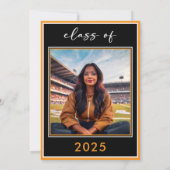 Modern Minimal Oranje Script Graduation Party Kaart (Achterkant)