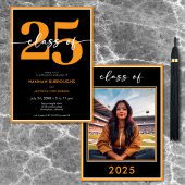 Modern Minimal Oranje Script Graduation Party Kaart