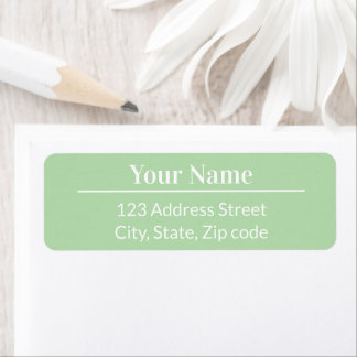 Modern Minimal Pastel Light Green Name Address Etiket