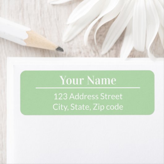 Modern Minimal Pastel Light Green Name Address Etiket (Insitu)