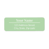 Modern Minimal Pastel Light Green Name Address Etiket (Voorkant)