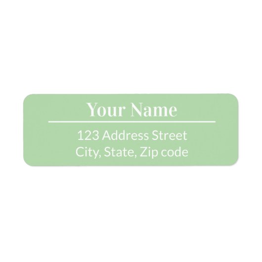 Modern Minimal Pastel Light Green Name Address Etiket (Voorkant)