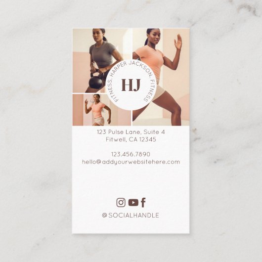 Modern Minimal Personal Trainer Photos & Monogram Visitekaartje (Achterkant)