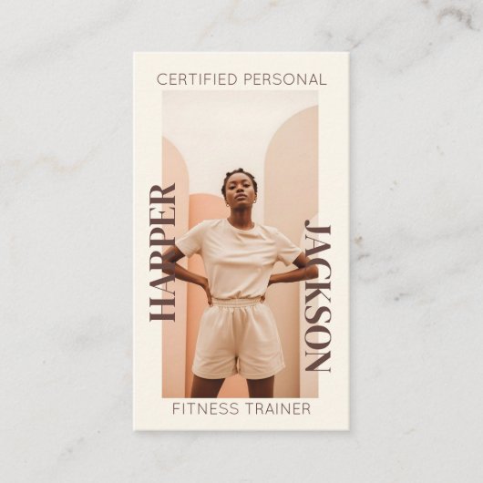 Modern Minimal Personal Trainer Photos & Monogram Visitekaartje (Voorkant)