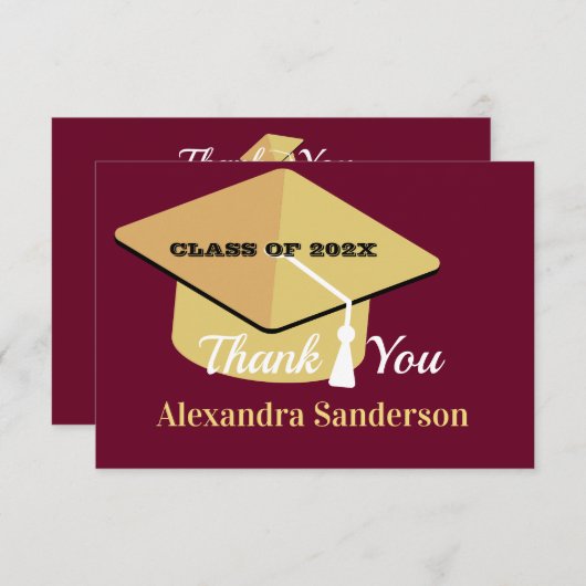 Modern Minimal Personaliseer School Class Afstuder Bedankkaart (Voorkant / Achterkant)