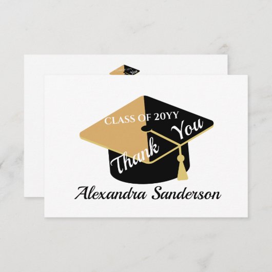 Modern Minimal Personaliseer School Class Afstuder Bedankkaart (Voorkant / Achterkant)