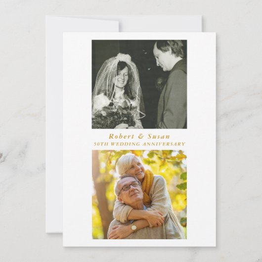 Modern Minimal Photo 50th Wedding Jubileum Kaart (Achterkant)