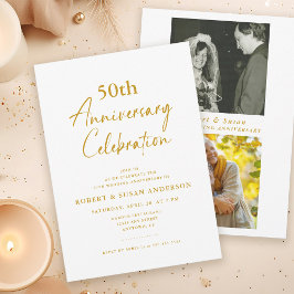 Modern Minimal Photo 50th Wedding Jubileum Kaart