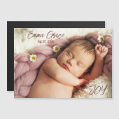 Modern Minimal Photo Birth Announcement Magnet (Voorkant / Achterkant)