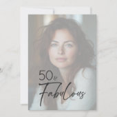 Modern Minimal Photo Fifty & Fabulous Birthday Kaart (Voorkant)