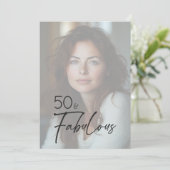 Modern Minimal Photo Fifty & Fabulous Birthday Kaart (Staand voorkant)