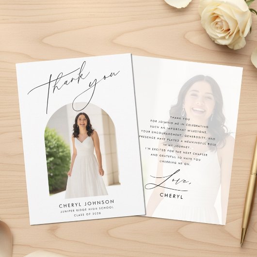Modern Minimal Photo Graduation Bedankkaart