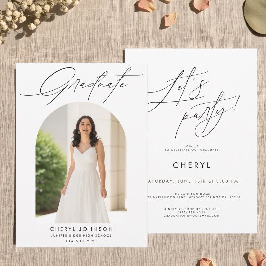 Modern Minimal Photo Graduation Party Invitation Kaart