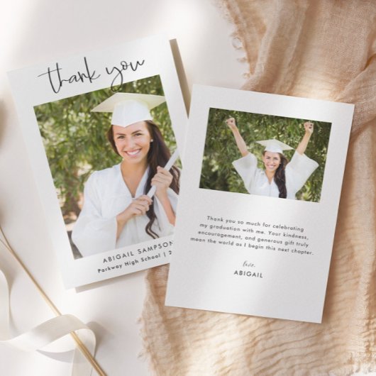 Modern Minimal Photo Graduation Thank You Card Bedankkaart