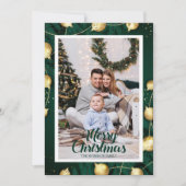 Modern Minimal Photo Green Christmas Holiday Kaart (Voorkant)
