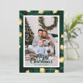 Modern Minimal Photo Green Christmas Holiday Kaart (Staand voorkant)