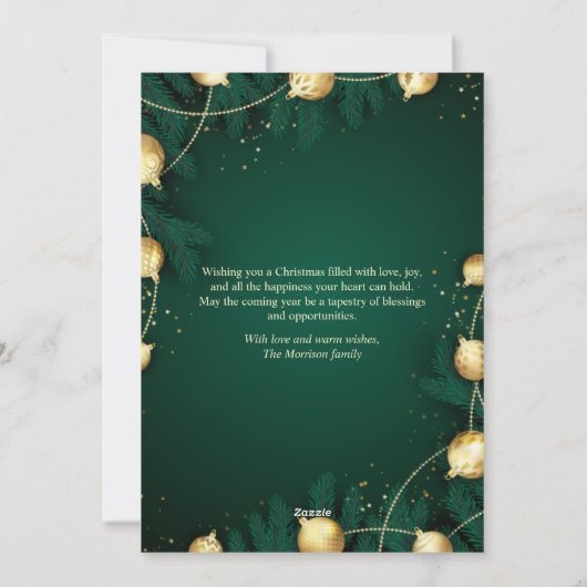 Modern Minimal Photo Green Christmas Holiday Kaart (Achterkant)