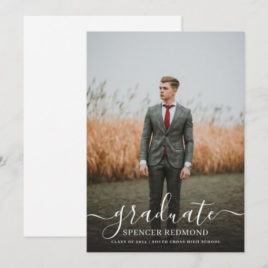 Modern Minimal Photo High School Afstuderen Kaart (Voorkant / Achterkant)