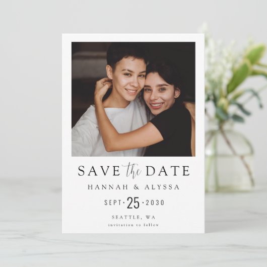 Modern Minimal Photo LGBTQ Save The Date (Staand voorkant)