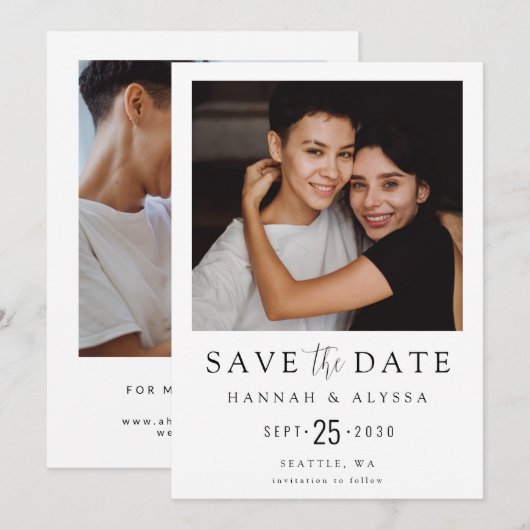 Modern Minimal Photo LGBTQ Save The Date (Voorkant / Achterkant)