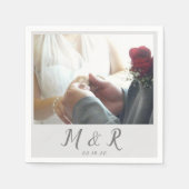 Modern Minimal Photo Wedding Logo Grey Servet (Voorkant)