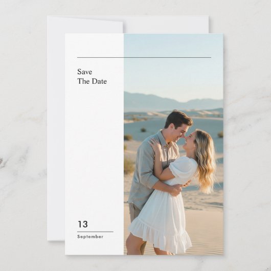 Modern Minimal Photo Wedding Save The Date Kaart (Voorkant)