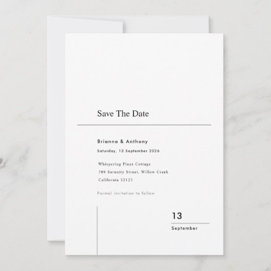 Modern Minimal Photo Wedding Save The Date Kaart (Achterkant)