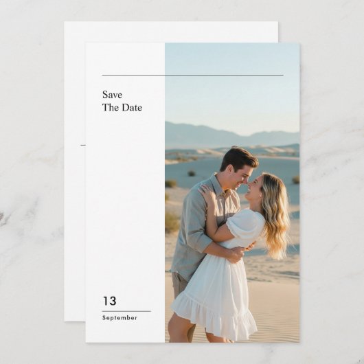 Modern Minimal Photo Wedding Save The Date Kaart (Voorkant / Achterkant)