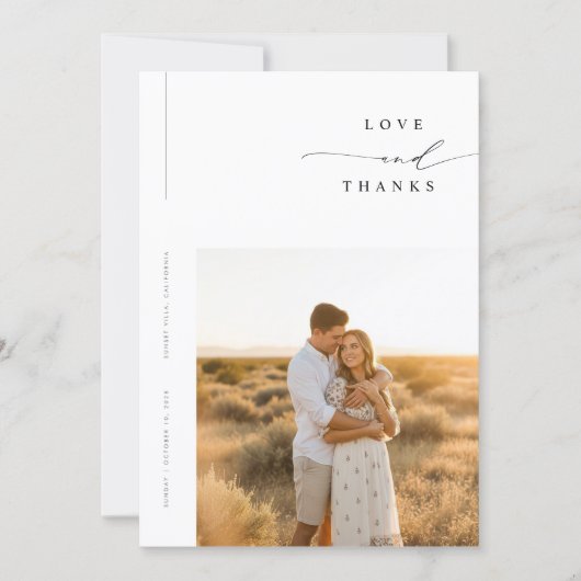 Modern Minimal Photo Wedding Thank You Card W Note Bedankkaart (Voorkant)