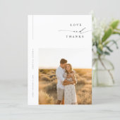 Modern Minimal Photo Wedding Thank You Card W Note Bedankkaart (Staand voorkant)