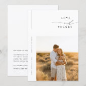 Modern Minimal Photo Wedding Thank You Card W Note Bedankkaart (Voorkant / Achterkant)
