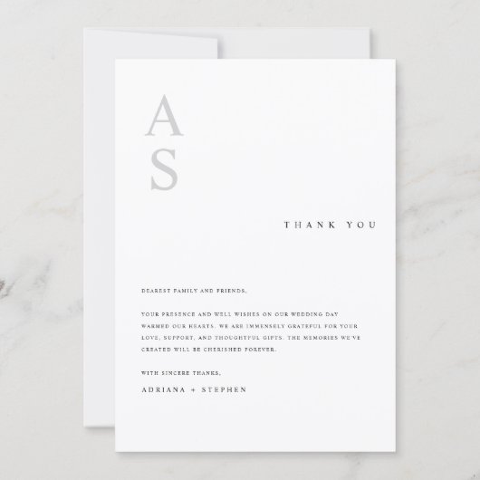Modern Minimal Photo Wedding Thank You Card W Note Bedankkaart (Achterkant)