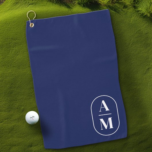 Modern Minimal Pill Monogram - Navy Blue Golfhanddoek