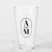 Modern Minimal Pill Monogram - Zwart Glas (Achterkant)