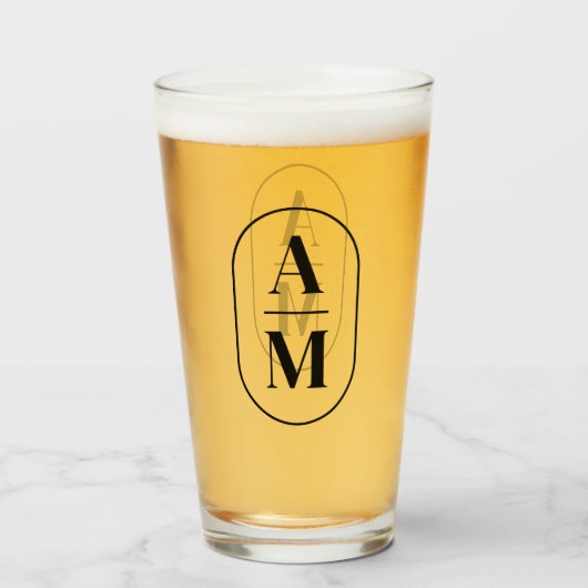 Modern Minimal Pill Monogram - Zwart Glas (Voorkant gevuld)
