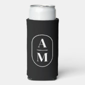Modern Minimal Pill Monogram - Zwart Seltzer Blikjeskoeler (Seltzer Voorkant)