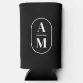 Modern Minimal Pill Monogram - Zwart Seltzer Blikjeskoeler (Voorkant)