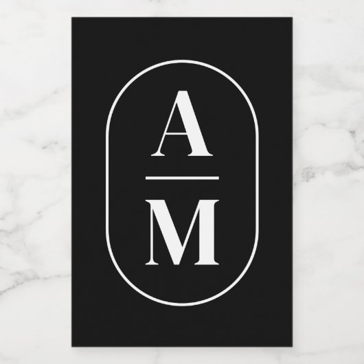 Modern Minimal Pill Monogram - Zwart Wijn Etiket (Enkel label)