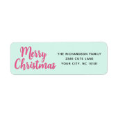 Modern Minimal Pink en Mint Green Vrolijk Kerstfee Etiket (Voorkant)