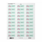 Modern Minimal Pink en Mint Green Vrolijk Kerstfee Etiket (Full Sheet)