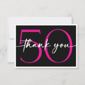 Modern Minimal Pink Fifty Fabulous Script Birthday Bedankkaart (Voorkant)