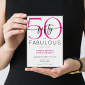 Modern Minimal Pink Fifty Fabulous Script Birthday Kaart
