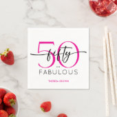Modern Minimal Pink Fifty Fabulous Script Birthday Servet (Insitu)